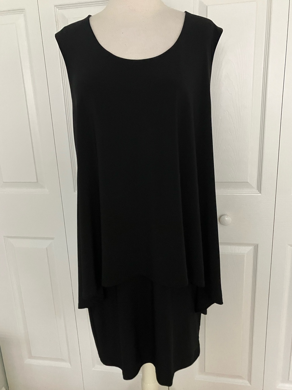 JOSEPH RIBKOFF Black Tier Slip - on Dress Sleeveless Size 16